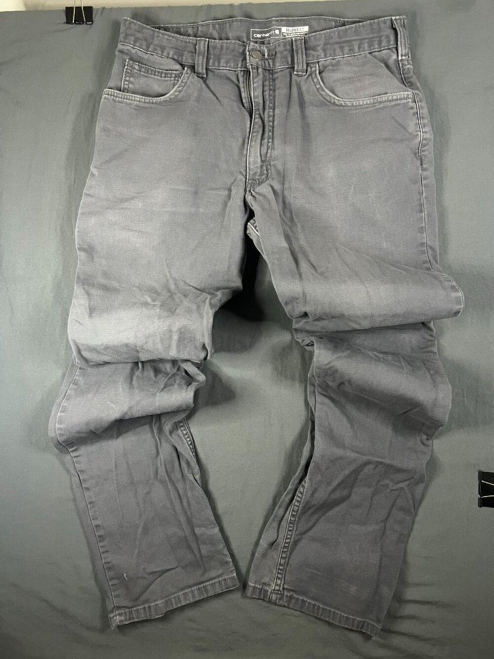 Carhartt Relaxed Fit Gray Men’s Work Pants Sz 34x34 Workwear Skater Distressed